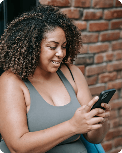 Woman on phone doing health assessment